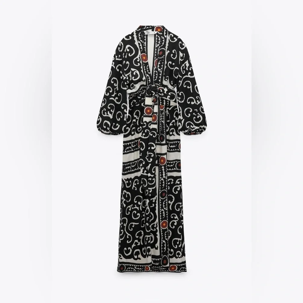 Zara Printed Wrap Dress SMALL NWT - Picture 4 of 7